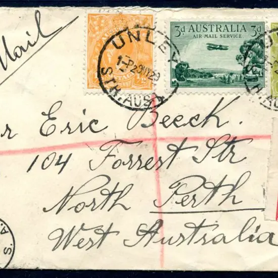 1929 (29th May) Adelaide to Perth registered Unley ...