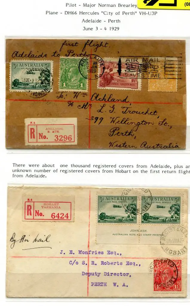 1929 (3rd June) Adelaide to Perth with 3d Airmail ... Image 1++