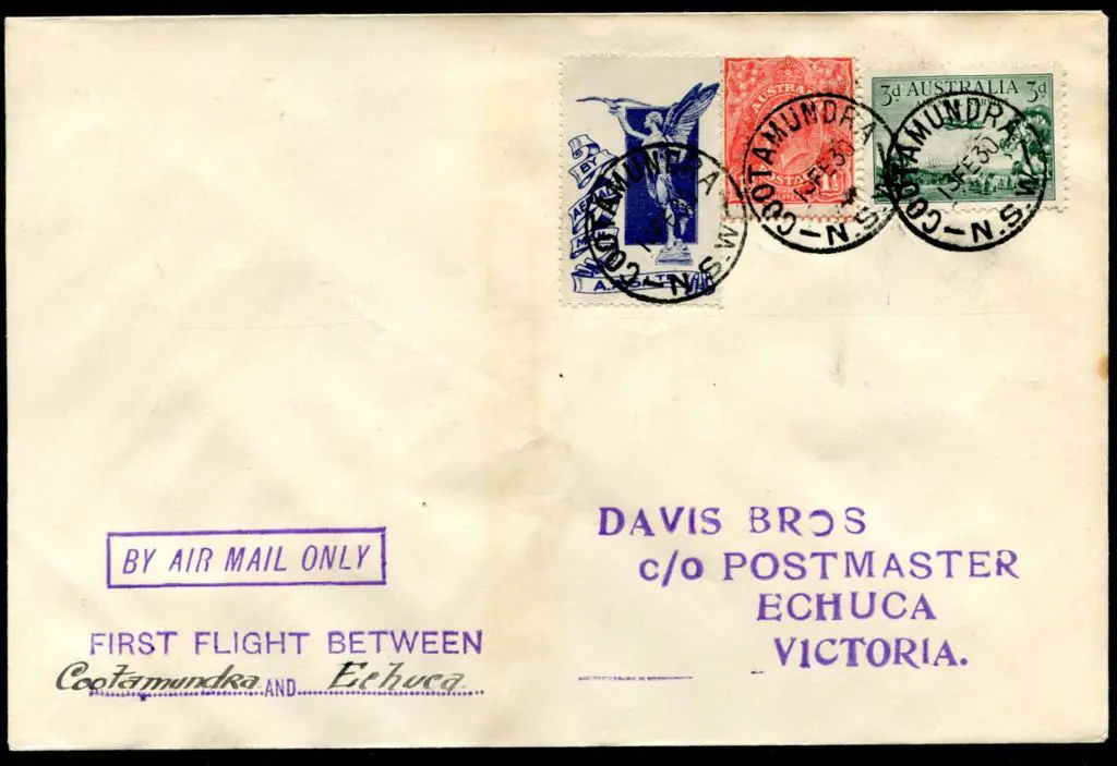 1930 (13th Feb) Cootamundra to Echuca with 1½d ... Image 1++