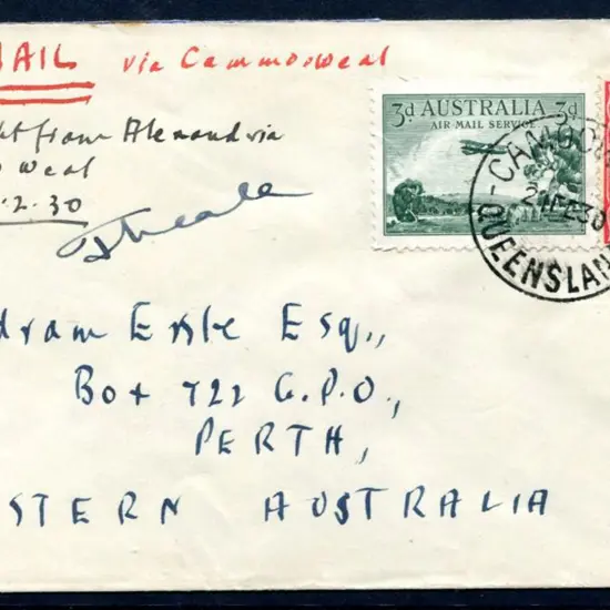1930 (19th Feb) Alexandria to Camooweal with 1½d ...