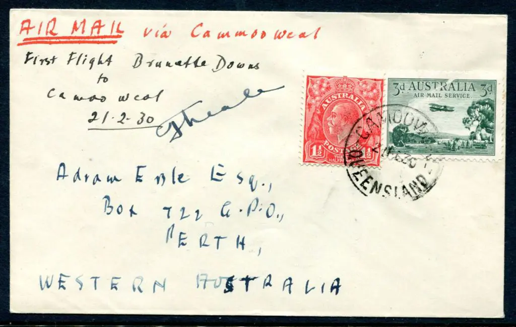 1930 (21st Feb) Brunette Downs to Camooweal signed ... Image 1++