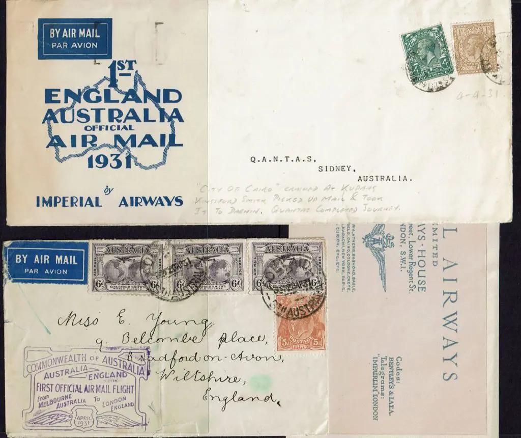 1931 (4th Apr) England to Australia with GB 4d & ... Image 1++
