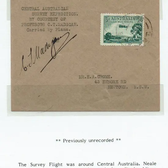 1932 (11th Nov) Alice Springs to Newtown (NSW) ...