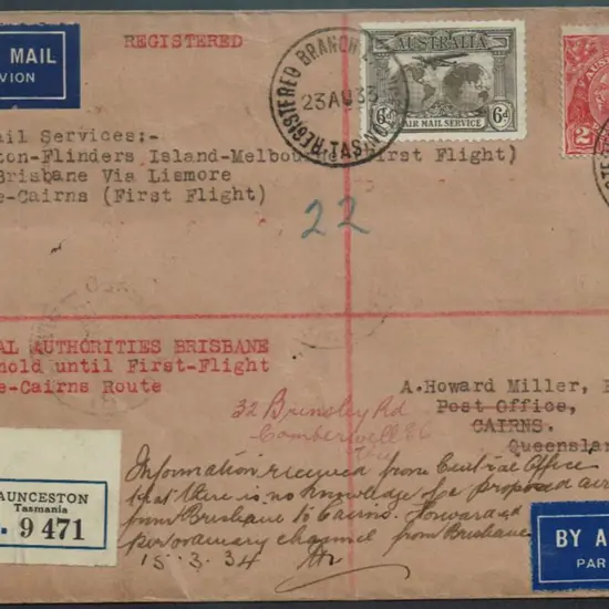 1933 (23rd Aug) "Launceston-Flinders ...