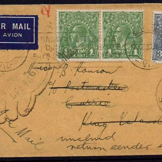 1933 (12th-14th Oct) Melbourne to Currie Matthews ...