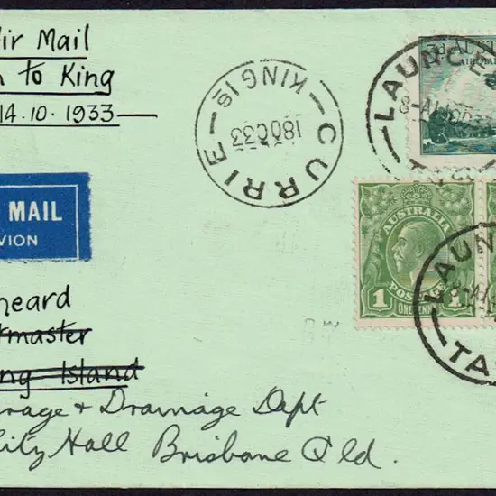 1933 (14th Oct) Launceston to Currie (King Island) ...