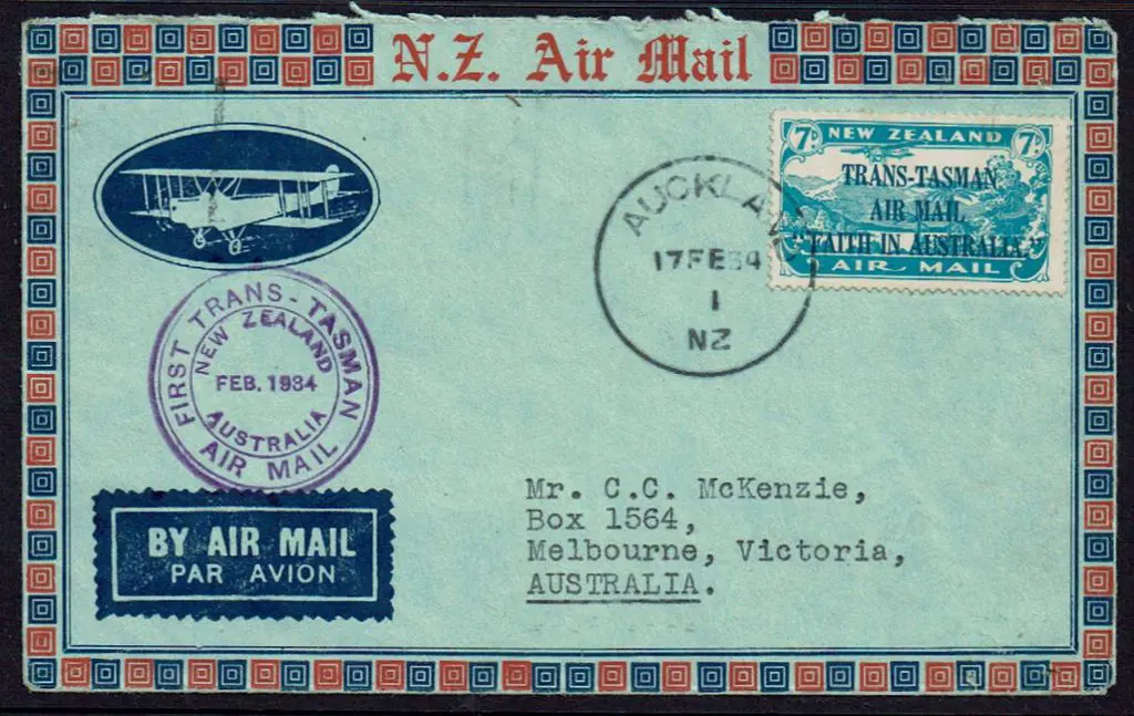 1934 (17th Feb) NZ to Australia First Official ... Image 1++