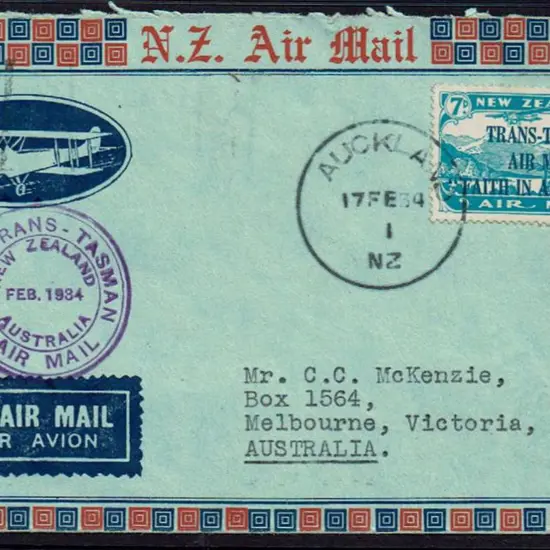 1934 (17th Feb) NZ to Australia First Official ...