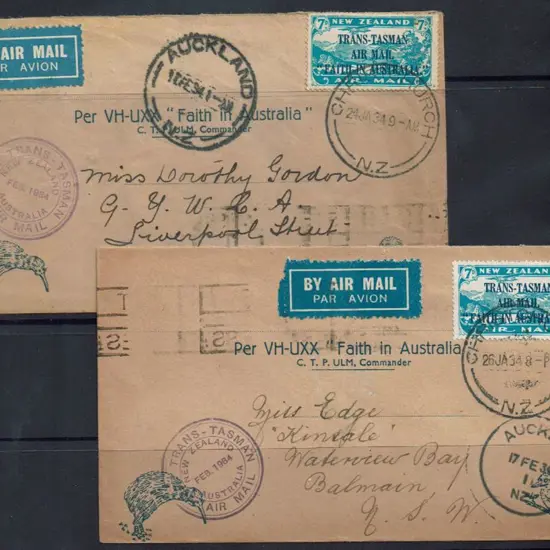 1934 (17th Feb) NZ to Australia flights in "Faith ...
