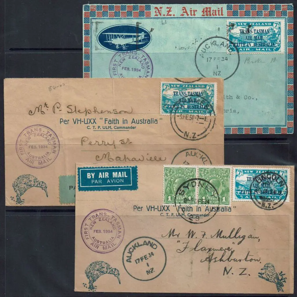 1934 (17th Feb) NZ to Australia printed covers x 2 ... Image 1++