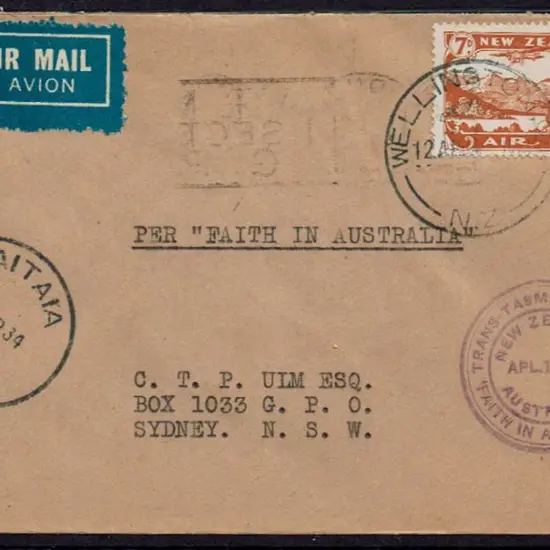 1934 (10th-14th Apr) NZ to Australia by "Faith in ...