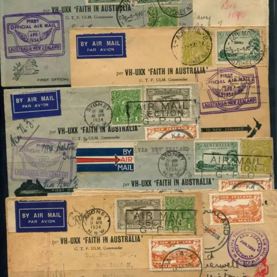 1934 (April) Australia to NZ, NZ to Australia & ...