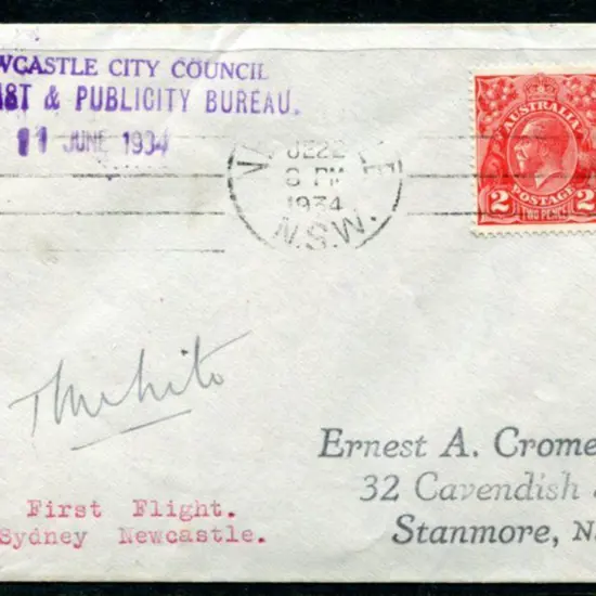 1934 (11th June) Sydney to Newcastle cover carried ...