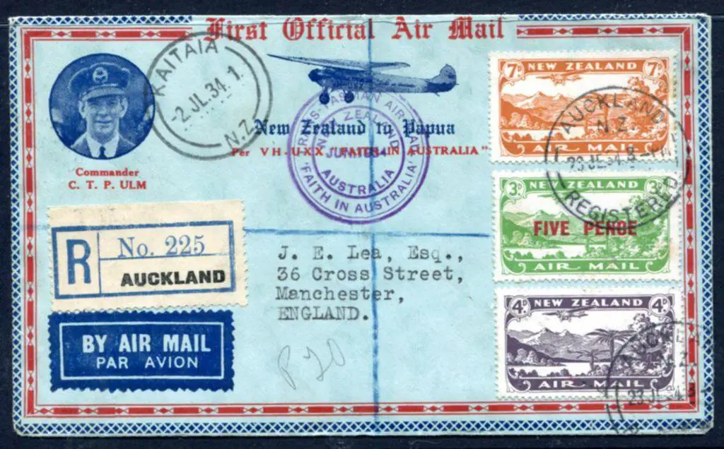 1934 (23rd June) NZ to Papua to Australia per ... Image 1++