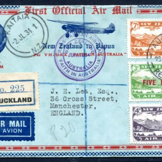 1934 (23rd June) NZ to Papua to Australia per ...