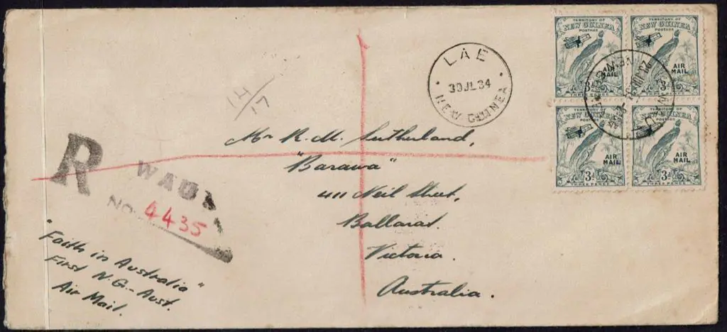 1934 (30th July) New Guinea to Australia "Faith in ... Image 1++