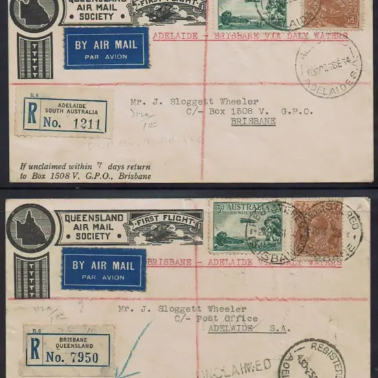 1934 (3rd Oct) Brisbane to Adelaide via Daly ...