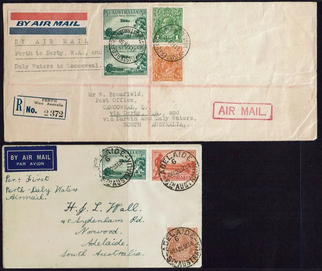 1934 (3rd Oct) Perth to Daly Waters covers x 2. ... Image 1++