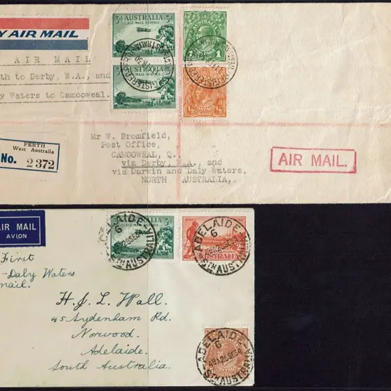1934 (3rd Oct) Perth to Daly Waters covers x 2. ...