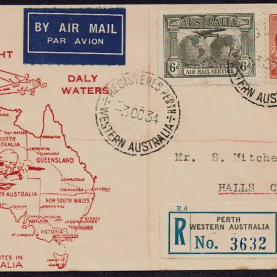 1934 (3rd Oct) Perth to Daly Waters Registered S. ...