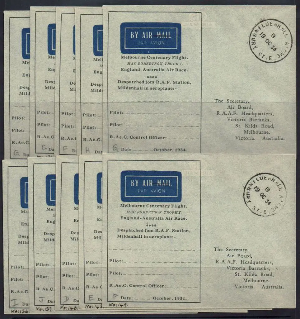 1934 (20th Oct) Melbourne Centenary Flight ... Image 1++