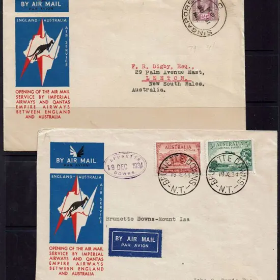 1934 (8th Dec) as above for Singapore to Australia ...