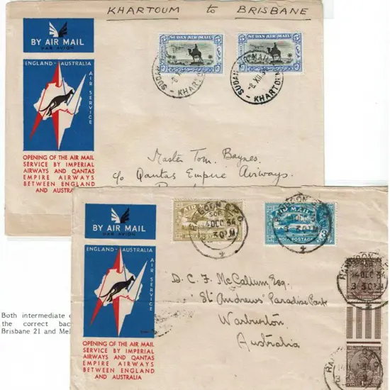 1934 (8th Dec) Opening of the Air Mail Service by ...