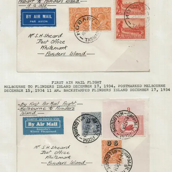 1934 (17th Dec) Melbourne to Flinders Island & ...
