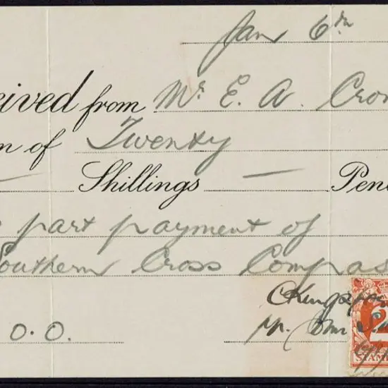 1935 (6th Jan) Receipt issued to Ernie Crome for ...