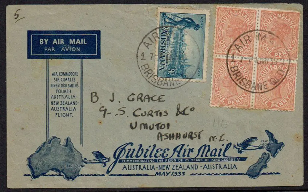 1935 (15th May) Australia to NZ with 3d Vic Cent & ... Image 1++