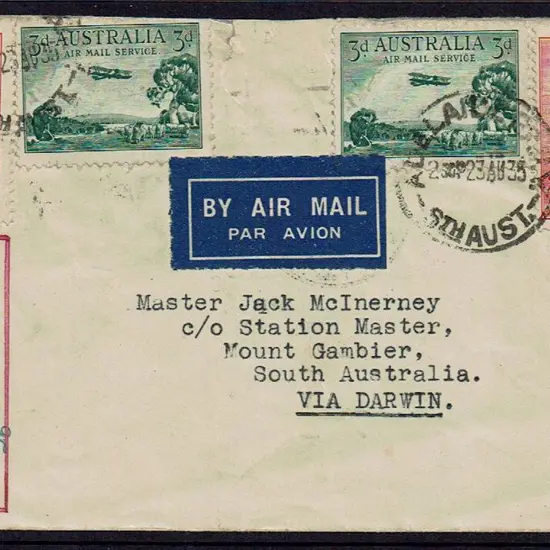 1935 (19th Aug) First Flight cover Adelaide - ...