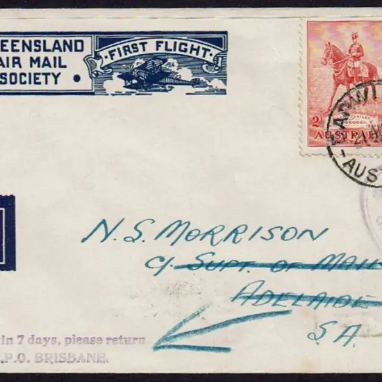 1935 (21st Aug) Darwin to Adelaide on Queensland ...