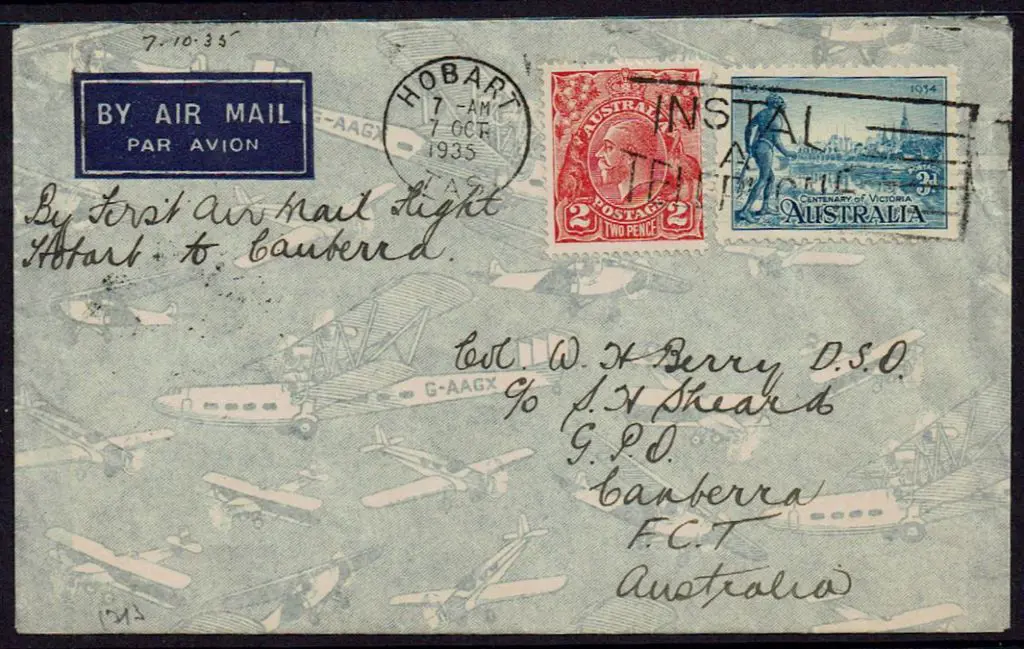 1935 (7th Oct) Hobart to Canberra on intermediate ... Image 1++