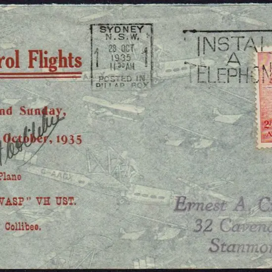 1935 (28th Oct) "Shark Patrol Flights" cover with ...