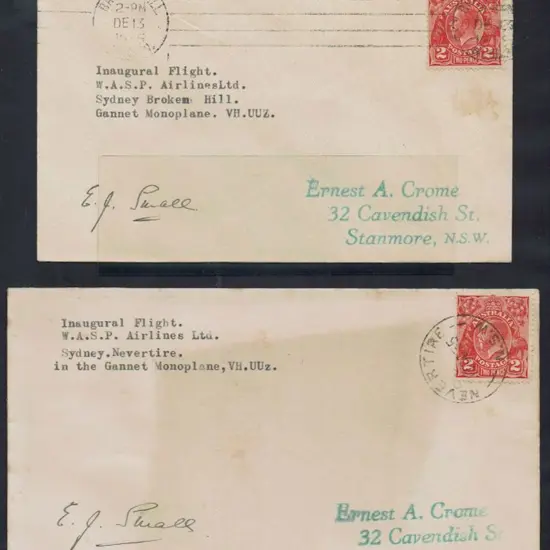 1935 (12th-17th Dec) WASP Airlines Nevertire to ...