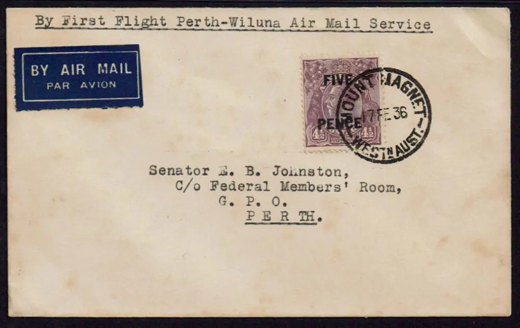 1936 (17th Feb) Perth to Wiluna cover addressed to ... Image 1++
