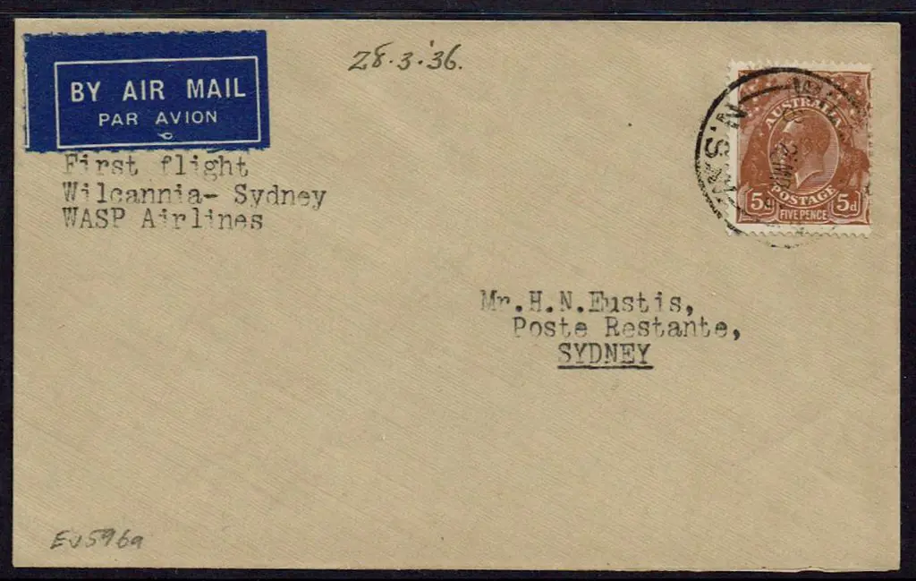 1936 (28th Mar) Wilcannia to Sydney by WASP ... Image 1++