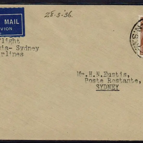 1936 (28th Mar) Wilcannia to Sydney by WASP ...