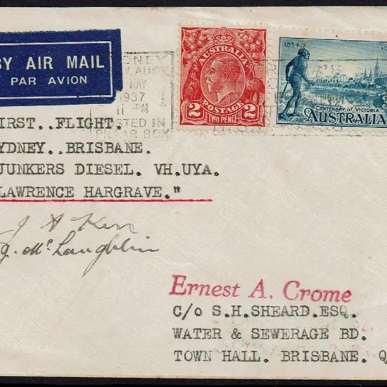 1937 (17th May) Sydney to Brisbane flown the ...