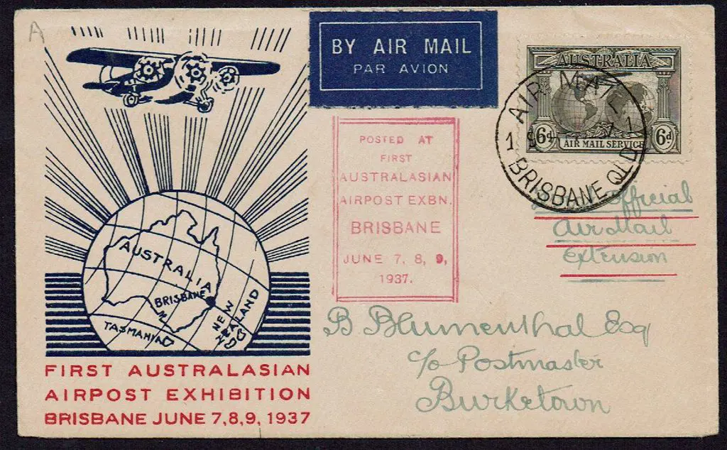 1937 (7th-9th June) First Australasian Airpost ... Image 1++