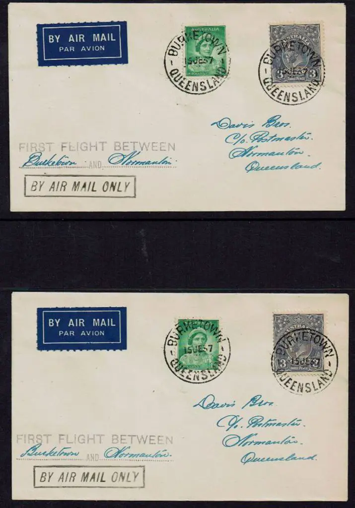 1937 (15th June) Burketown to Normanton covers x 2 ... Image 1++