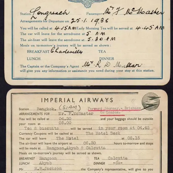 1938 (25th Jan) Qantas Empire Airways ticket ...