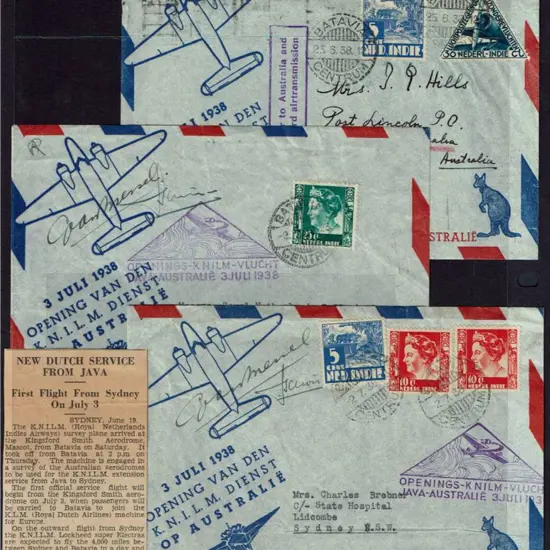 1938 (3rd July) Java to Australia by KNILM covers ...