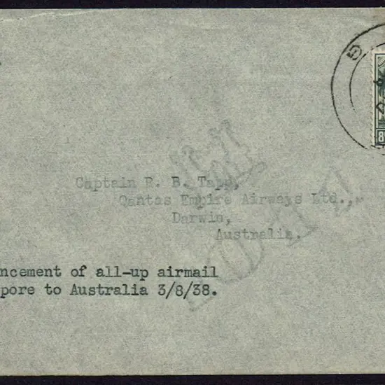 1938 (28th July) Singapore to Australia ...