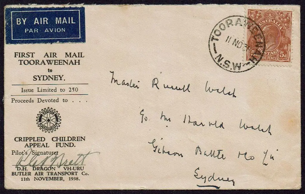 1938 (11th Nov) Tooraweenah to Sydney printed ... Image 1++
