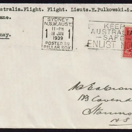 1938 (17th Dec) Darwin to Sydney unofficial flight ...