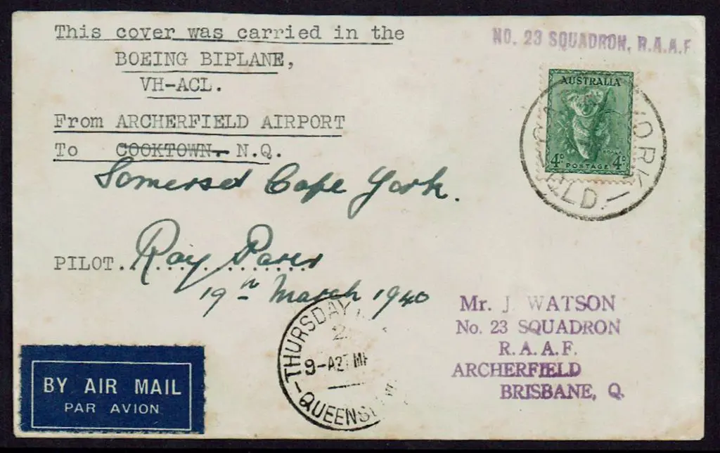1940 (Mar) Brisbane to Cape York cover with 4d ... Image 1++