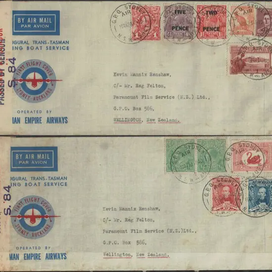 1940 (30th Apr) Australia to NZ Teal Inaugural ...