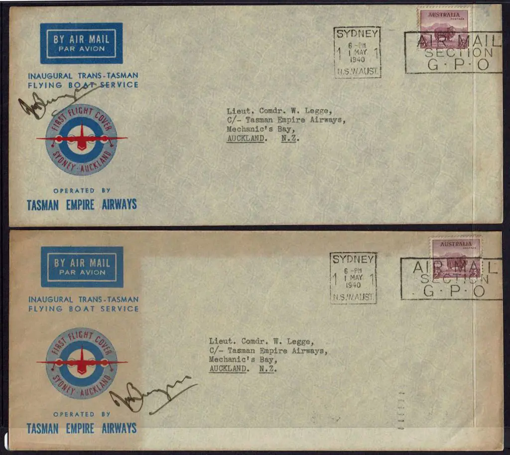1940 (30th Apr) Australia to NZ Teal Inaugural ... Image 1++