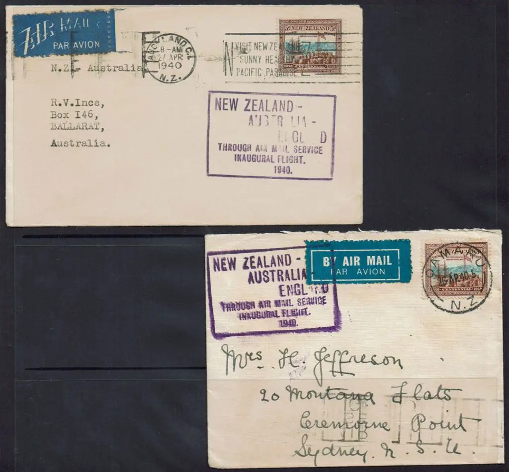 1940 (30th Apr) NZ to Australia plain covers x 2 ... Image 1++